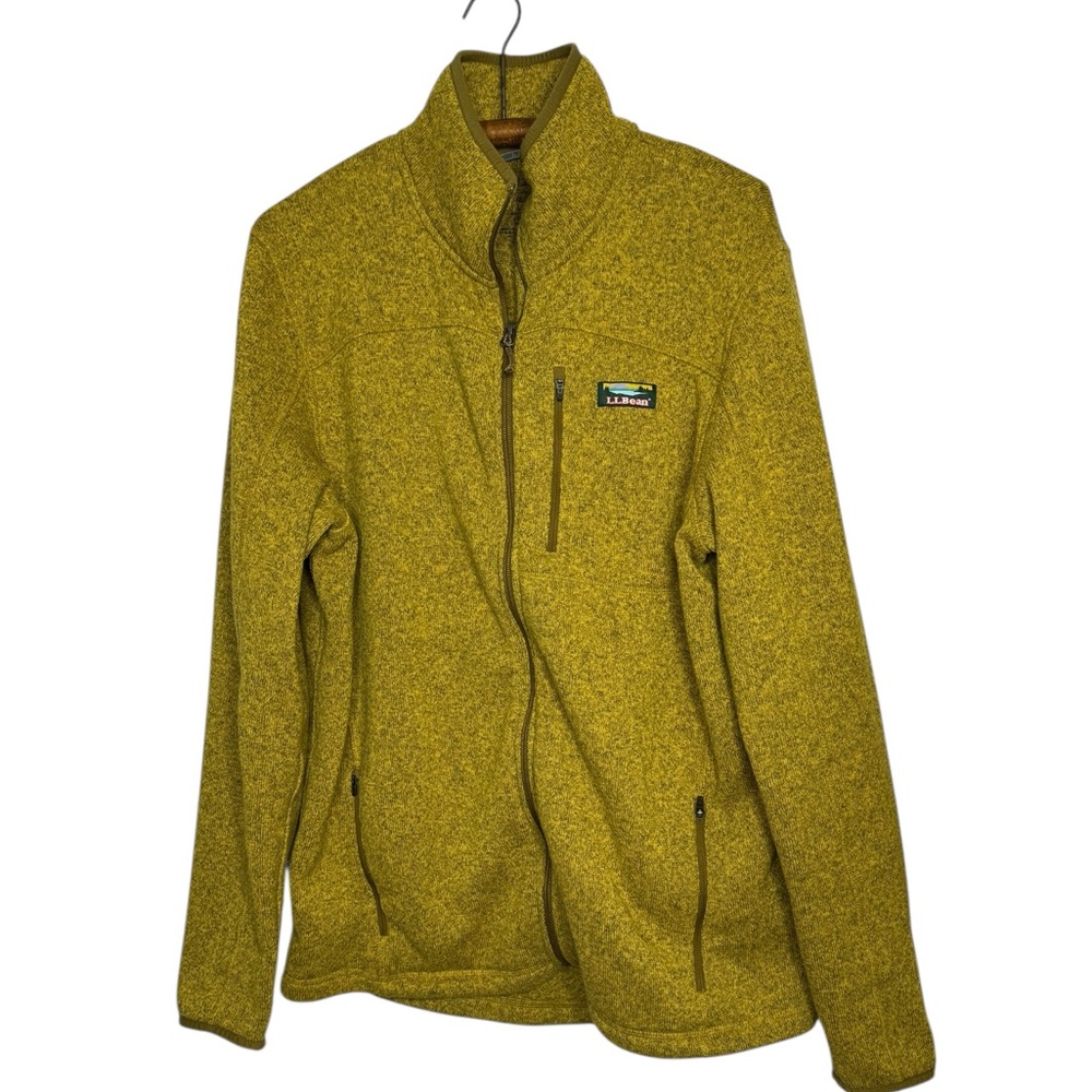 LL Bean Men’s LT Slightly Fitted Sweater Fleece Full Zip Mustard Yellow Jacket